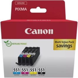 Tinteiros Canon CLI551 Pack Cyan + Magenta + Yellow +Black