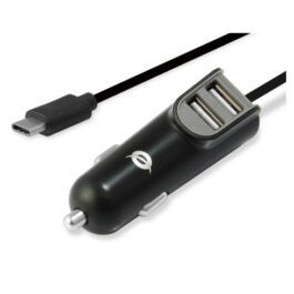 Carregador Isqueiro Conceptronic USB-C  – 2 USB 5V a 3.1A carga rápida